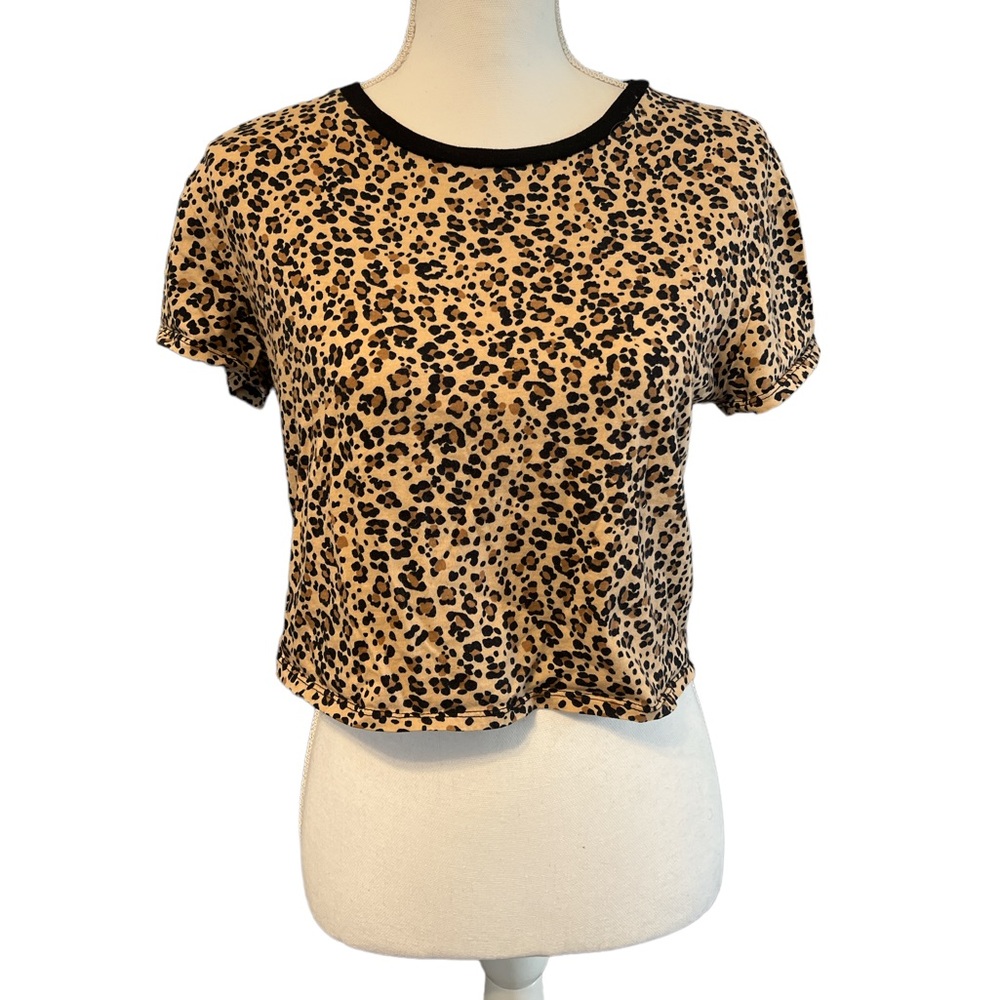 Garage Leopard Print Cropped Cotton Tee